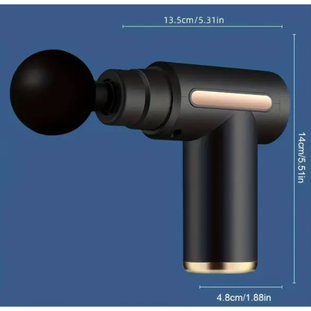 Аккумуляторный перкуссионный массажер Massage Gun 720 дисплеем. 6 Уровней. 4 Насадки. Type-C