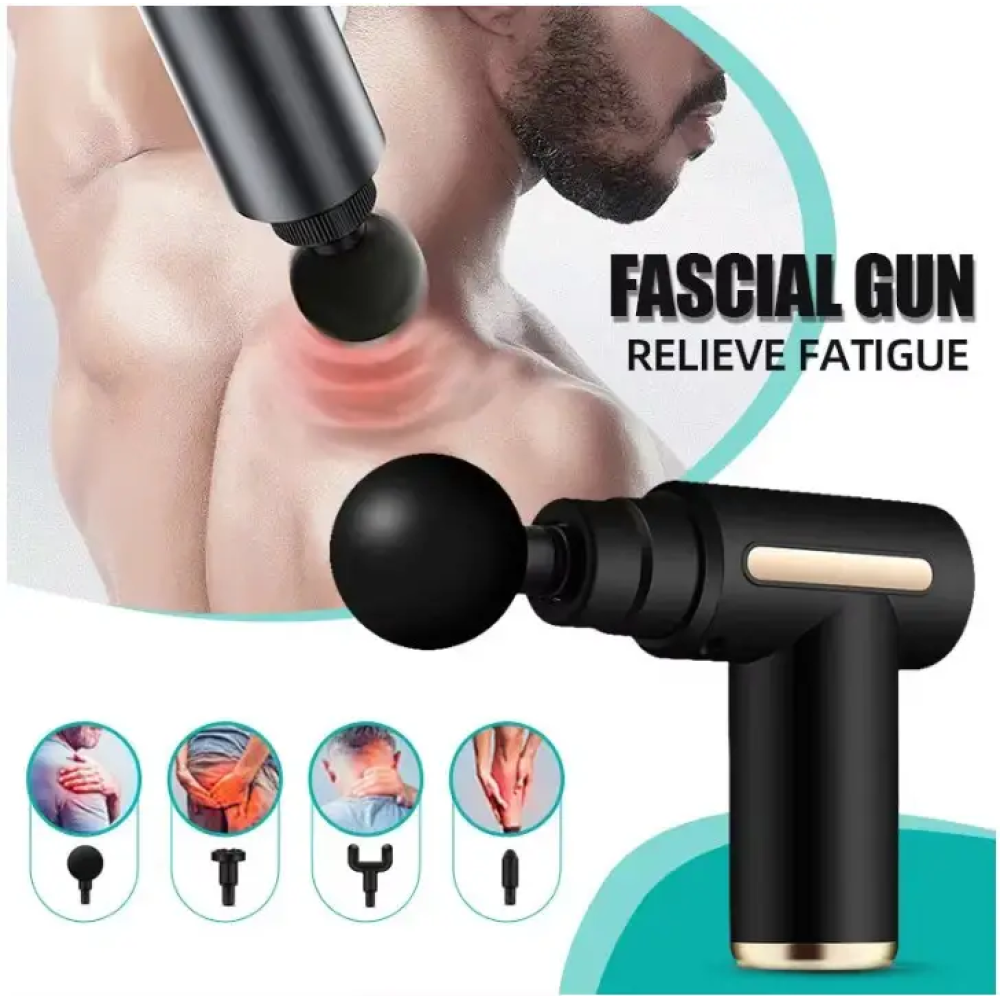 Аккумуляторный перкуссионный массажер Massage Gun 720 дисплеем. 6 Уровней. 4 Насадки. Type-C