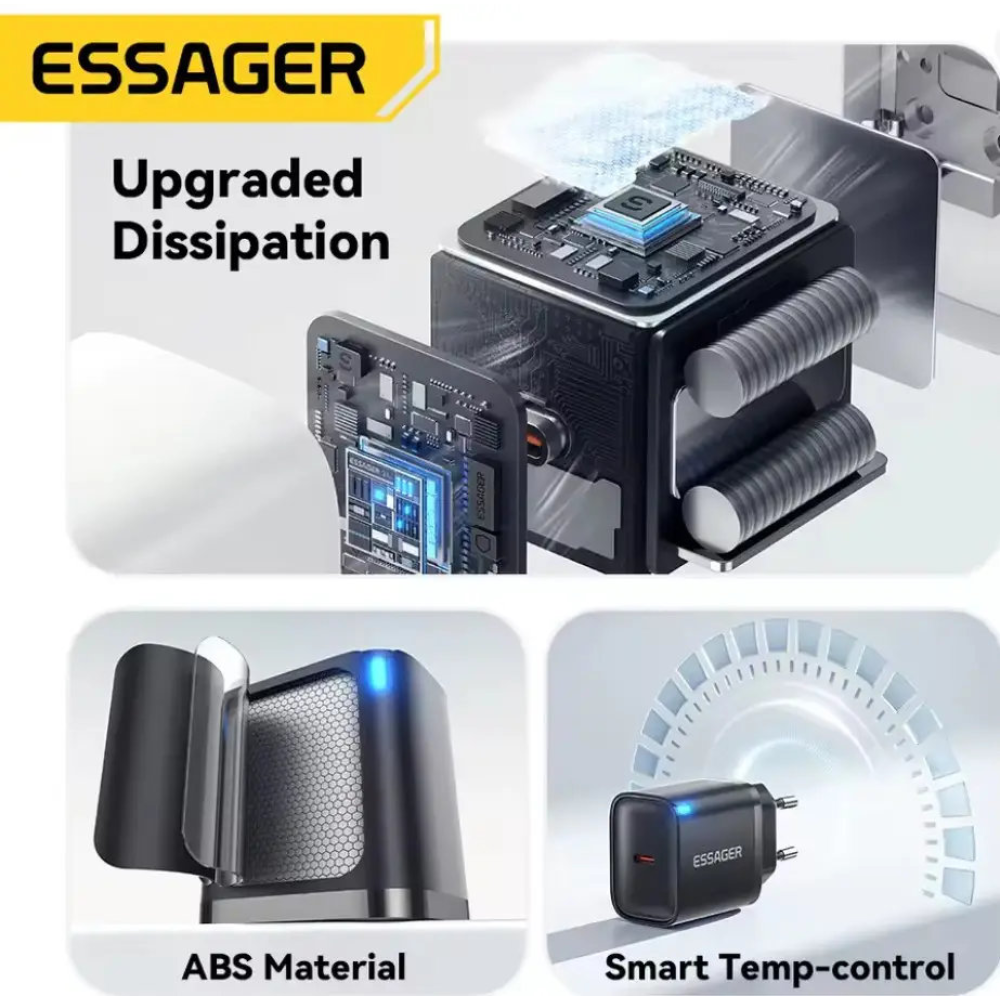 Мережевий зарядний пристрій Essager 30W ES-CD52 QC3.0  AFC FCP SCP  (Швидка зарядка) Type-C
