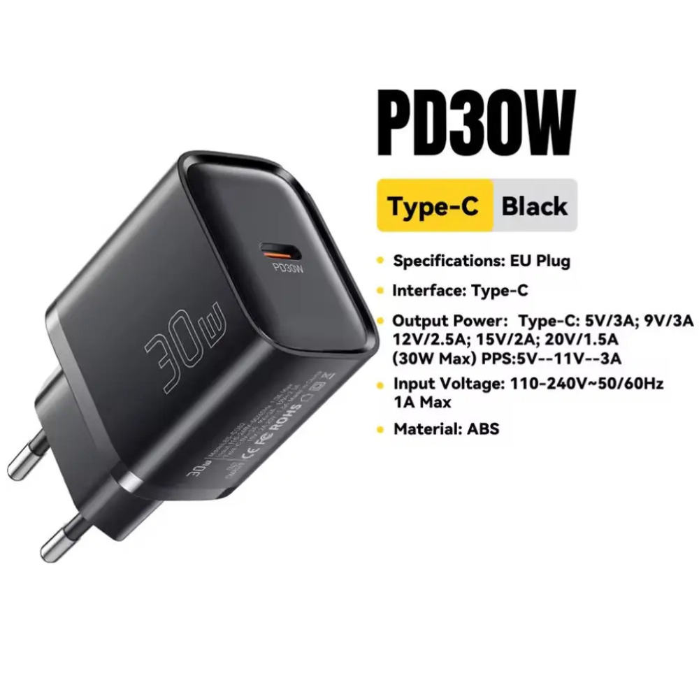 Мережевий зарядний пристрій Essager 30W ES-CD52 QC3.0  AFC FCP SCP  (Швидка зарядка) Type-C