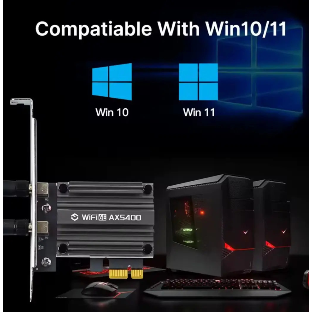 WIFI6 + Bluetooth 5.3 контролер AX5400 2.4G/5G/6Ghz PCIe адаптер Derapid MT7922 тридіапазонний