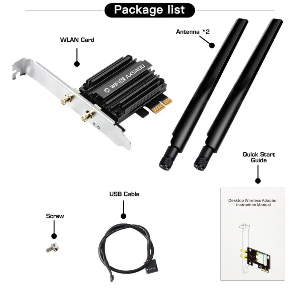 WIFI6 + Bluetooth 5.3 контролер AX5400 2.4G/5G/6Ghz PCIe адаптер Derapid MT7922 тридіапазонний