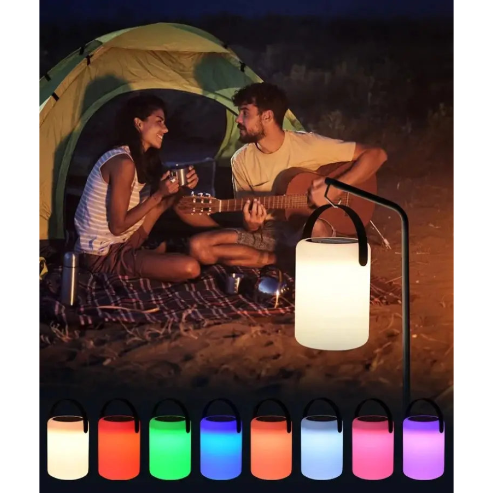 Портативна Лампа Нічник Ліхтар RGB Dynamic Tower Solar Type-C Біла з пультом Д.У.