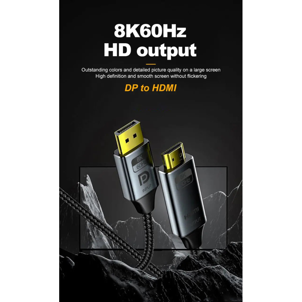 Кабель DisplayPort - HDMI 8K 60Hz 2м SmartG v2.1