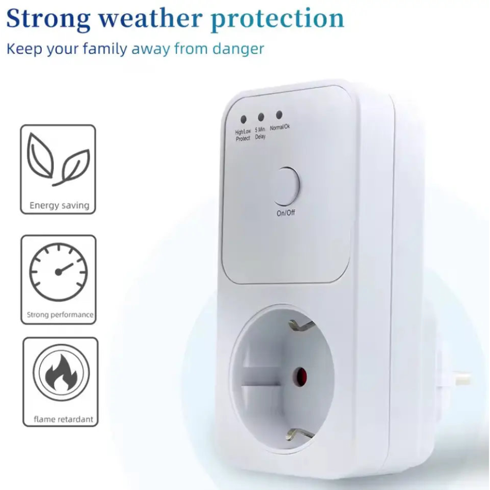 Захисне реле напруги в розетку RCS020 3000W 175-26V (+-5V) 16A