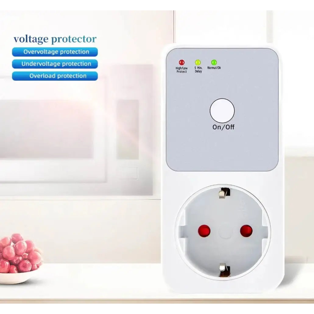 Захисне реле напруги в розетку RCS020 3000W 175-26V (+-5V) 16A