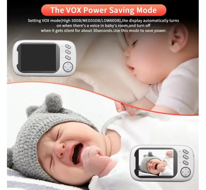 Видеоняня Baby Monitor ABM600-USB Type-c с монитором 3.5'' двусторонней связью и ночным видением