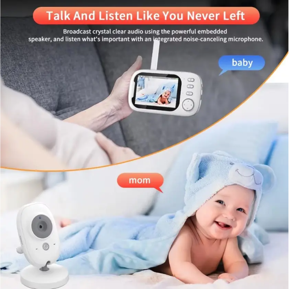 Відеоняня Baby Monitor ABM600-USB Type-c з монітором 3.5'' двостороннім зв'язком та нічним баченням