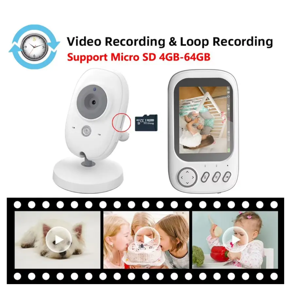 Відеоняня Baby Monitor ABM600-USB Type-c з монітором 3.5'' двостороннім зв'язком та нічним баченням