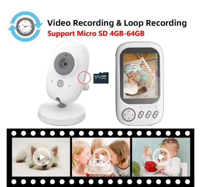 Видеоняня Baby Monitor ABM600-USB Type-c с монитором 3.5'' двусторонней связью и ночным видением
