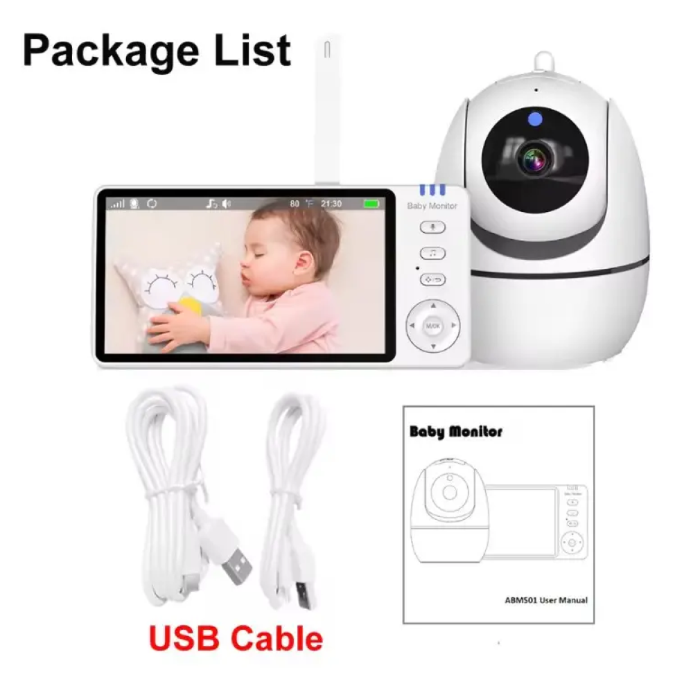 Відеоняня Baby Monitor ABM501-USB з монітором 5'' двостороннім зв'язком та нічним баченням Радіоняня