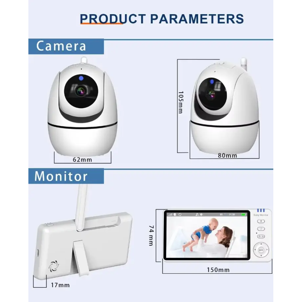 Відеоняня Baby Monitor ABM501-USB з монітором 5'' двостороннім зв'язком та нічним баченням Радіоняня