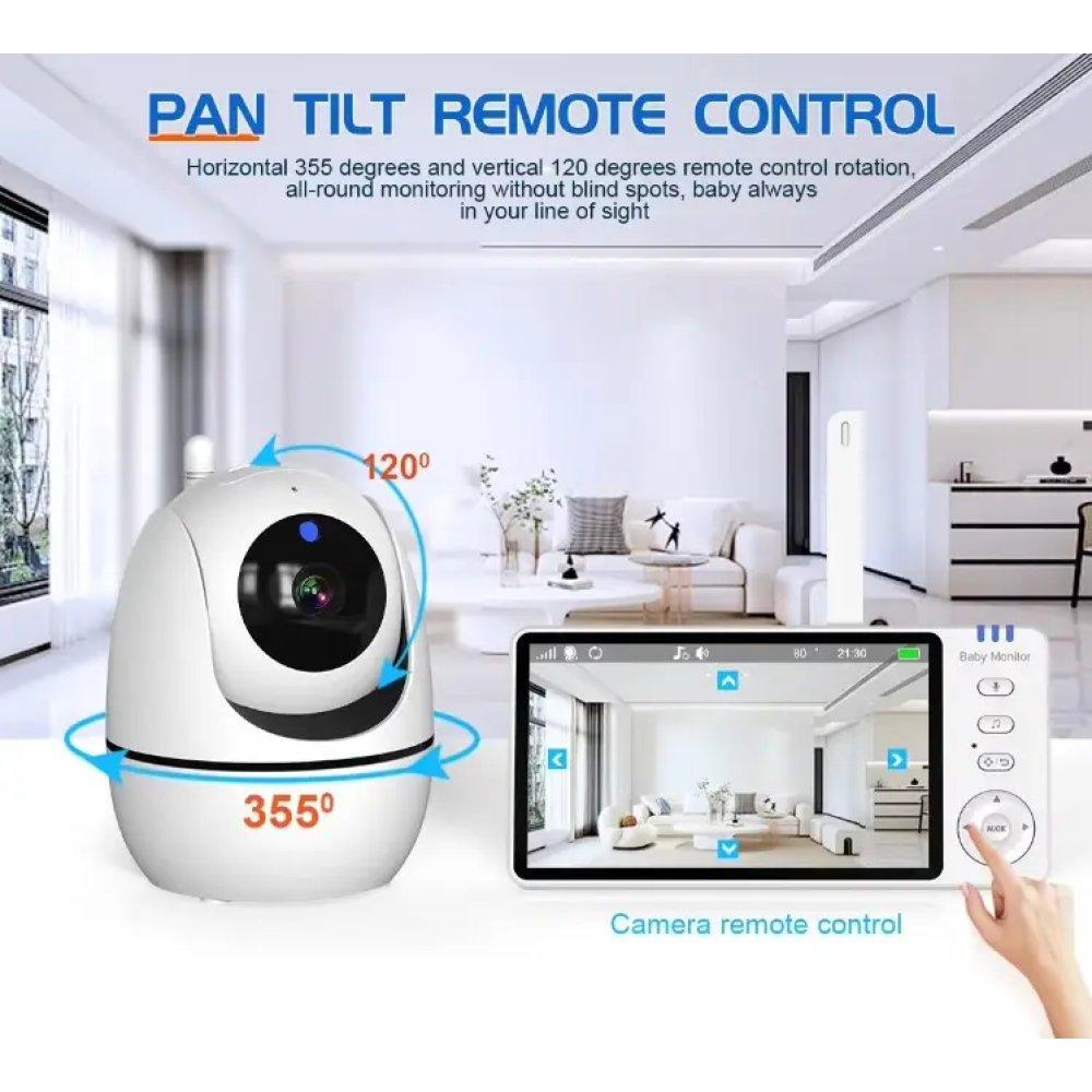 Відеоняня Baby Monitor ABM501-USB з монітором 5'' двостороннім зв'язком та нічним баченням Радіоняня