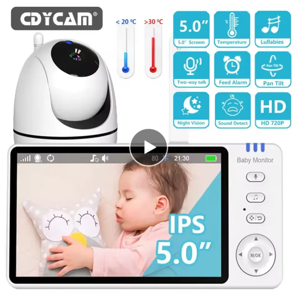 Відеоняня Baby Monitor ABM501-USB з монітором 5'' двостороннім зв'язком та нічним баченням Радіоняня