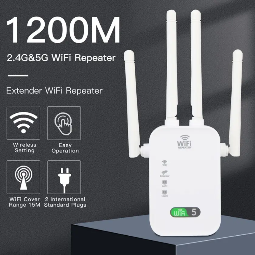 Ретранслятор Wi-Fi 5Ghz/2.4Ghz AC1200Mbps двухдиапазанонный 802.11ac