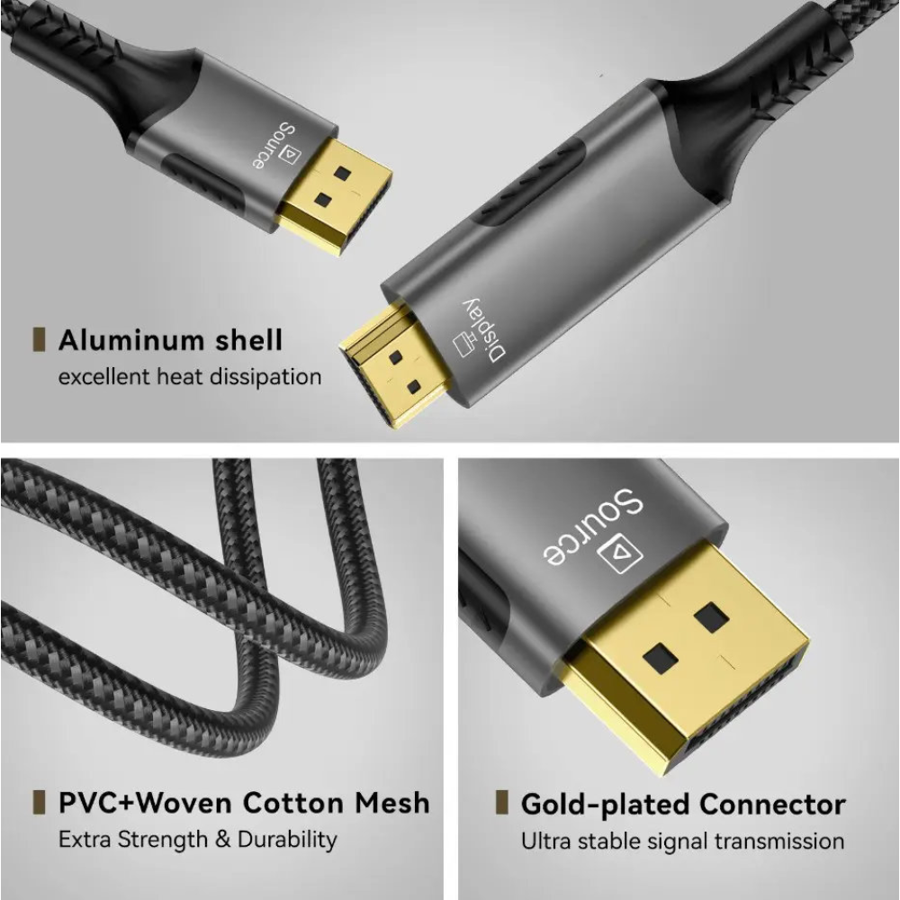 Кабель Display Port - HDMI 4K 60Hz 2м SmartGo