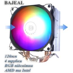 Універсальний кулер BAJEAL A400 120мм 1700/1200/775/115x/1366/1356 /FM2/AM4/AM5/FM1/AM3+/AM3/AM2 RGB 4 трубки 135W TDP