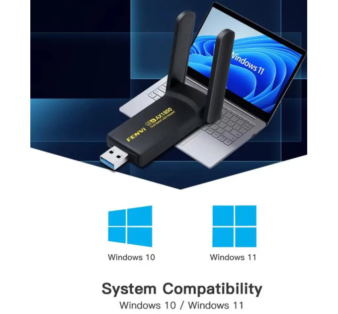 Wi-Fi адаптер AX1800 WiFi 6 USB 3.0 FENVI, дводіапазонний 2.4/5 ГГц
