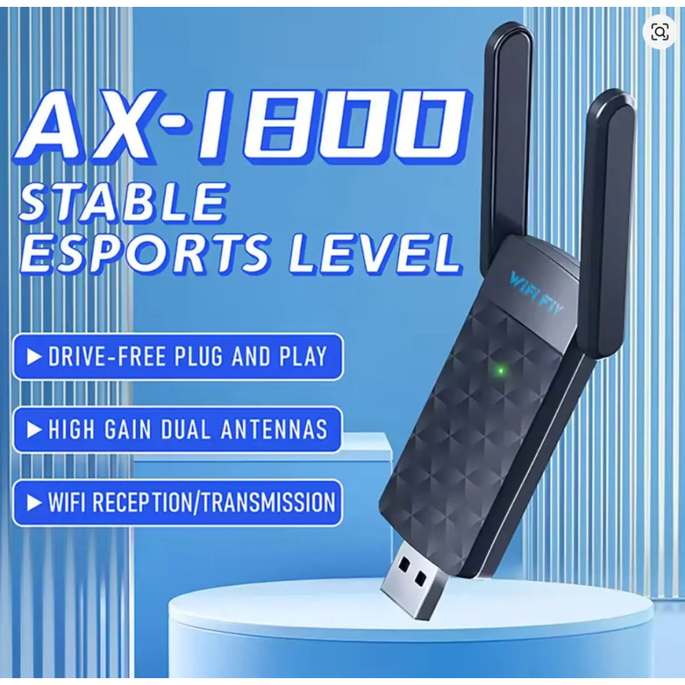 Wi-Fi адаптер AX1800 WiFi6 USB 3.0, дводіапазонний 2.4/5 ГГц WiFi 6