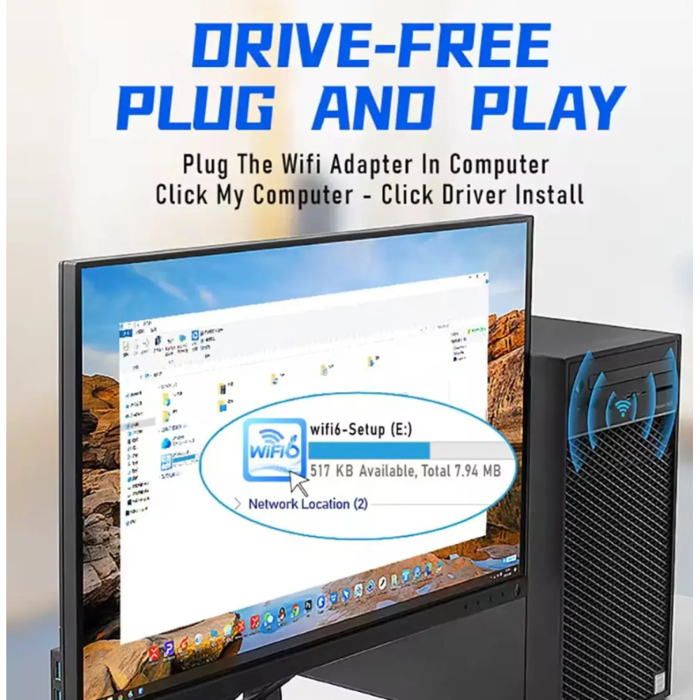 Wi-Fi адаптер AX1800 WiFi6 USB 3.0, дводіапазонний 2.4/5 ГГц WiFi 6