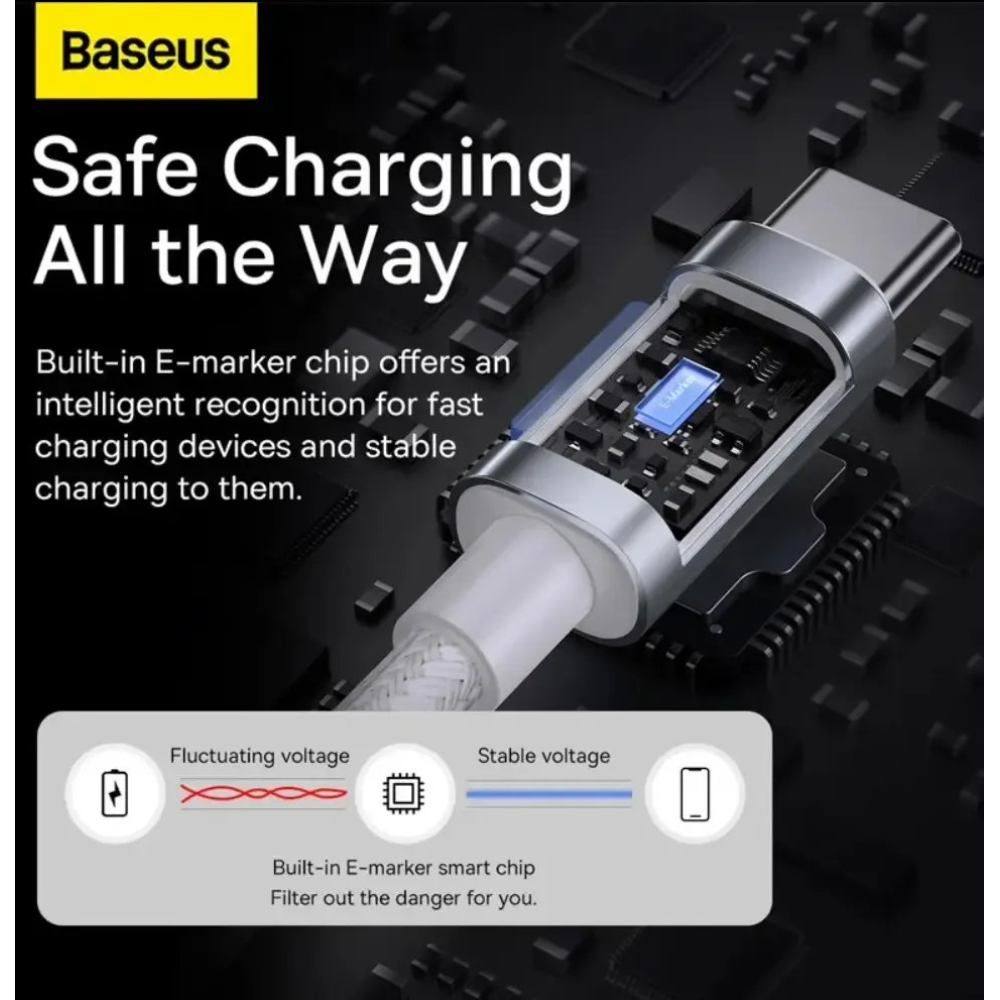 Кабель  Type-c - Type-c 100W Baseus PD3.0 QC4.0 FCP AFC PPS 1m Білий