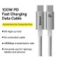 Кабель  Type-c - Type-c 100W Baseus PD3.0 QC4.0 FCP AFC PPS 1m Белый
