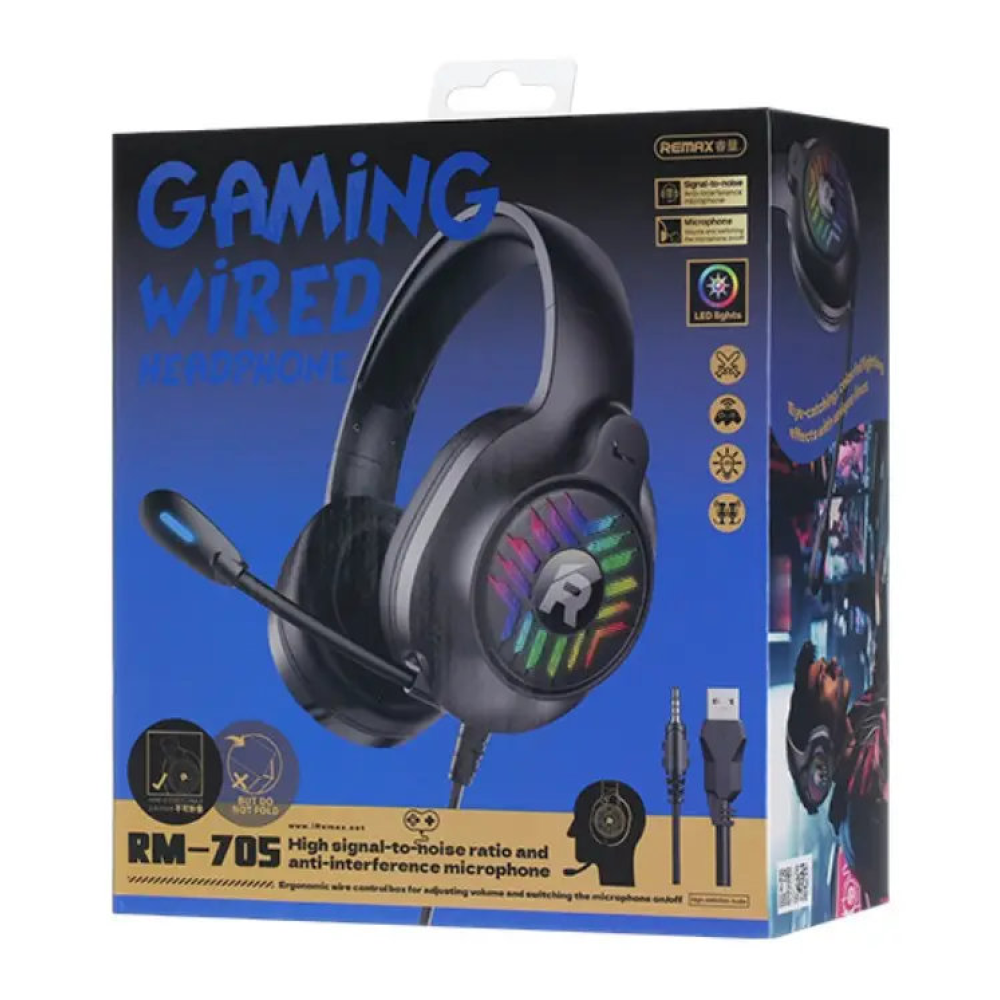 Навушники ігрові Remax RM-705 Gaming  гарнитура  з мікрофоном USB + 3.5mm mini Jack
