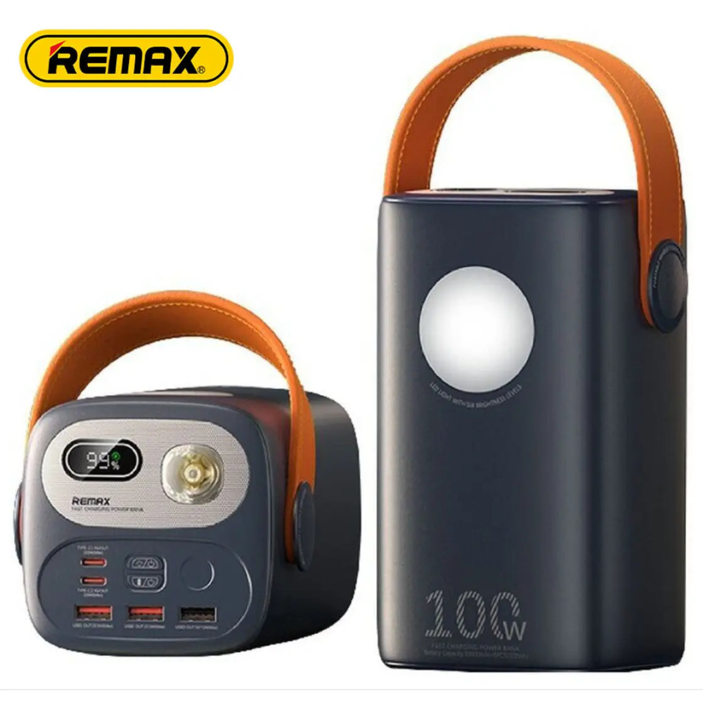 УМБ Павербанк 60000mAh 100W  Remax RPP-100  QC3.0 PD100W Швидка зарядка + Фонарь Ліхтар. Синій Powerbank