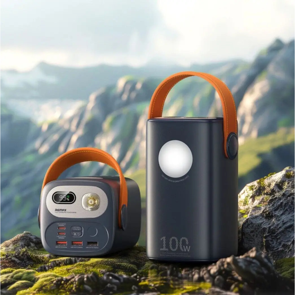 УМБ Павербанк 60000mAh 100W  Remax RPP-100  QC3.0 PD100W Швидка зарядка + Фонарь Ліхтар. Синій Powerbank