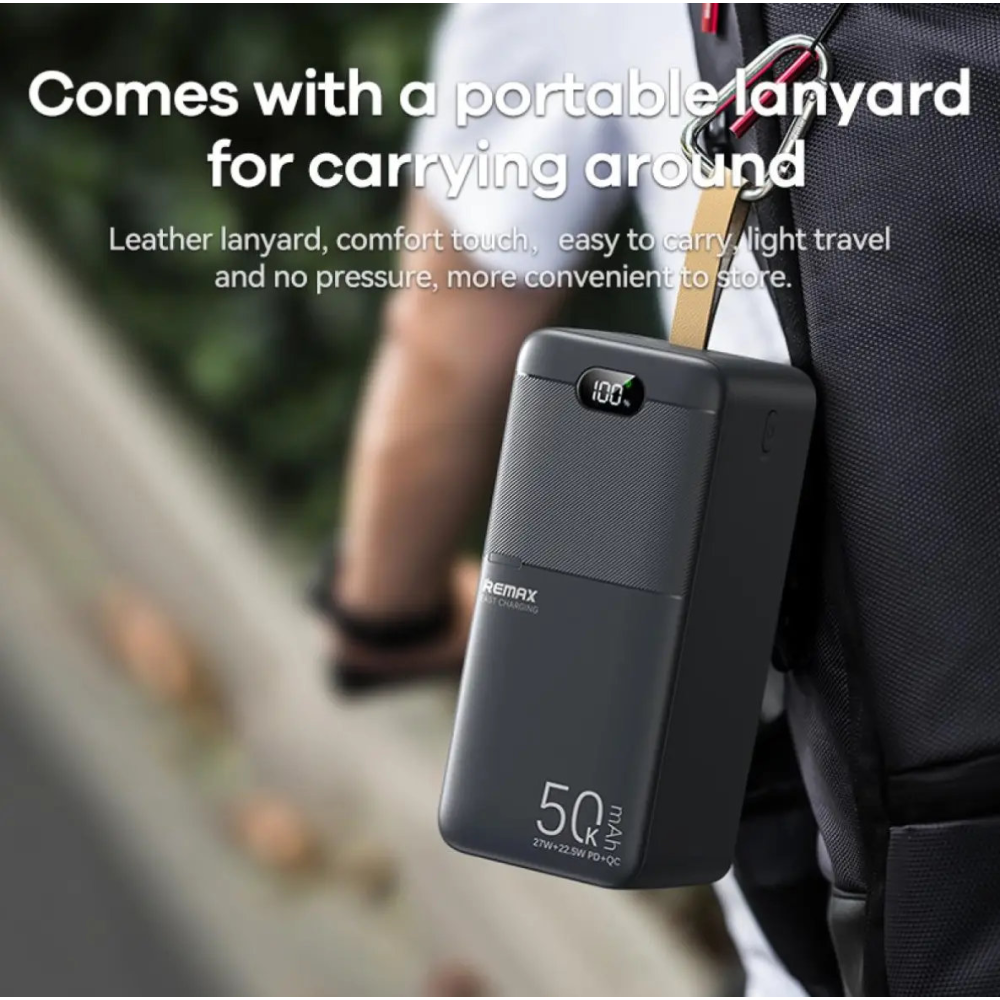 УМБ Павербанк 50000mAh 27W  Remax RPP-117 QC3.0 PD Швидка зарядка Сірий Powerbank