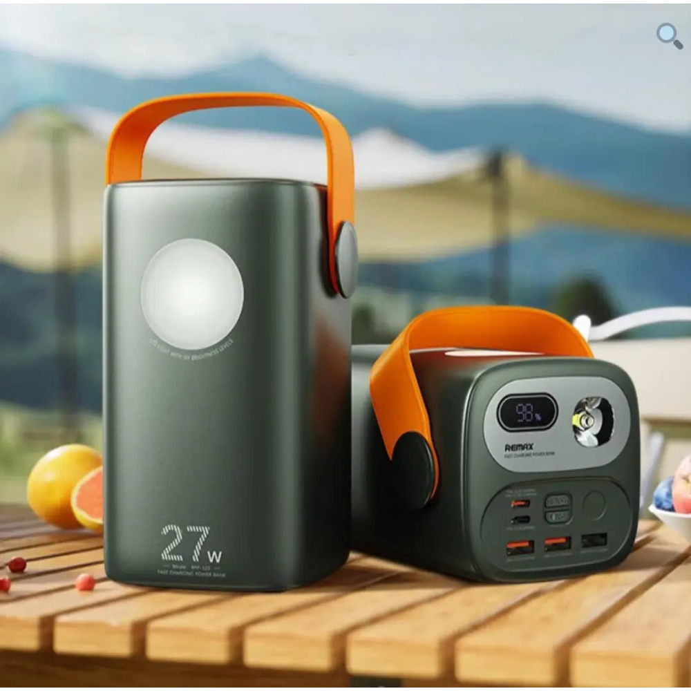 УМБ Павербанк 60000mAh 27W  Remax RPP-123 QC3.0 PD Швидка зарядка + Фонарь Ліхтар. Сірий Powerbank