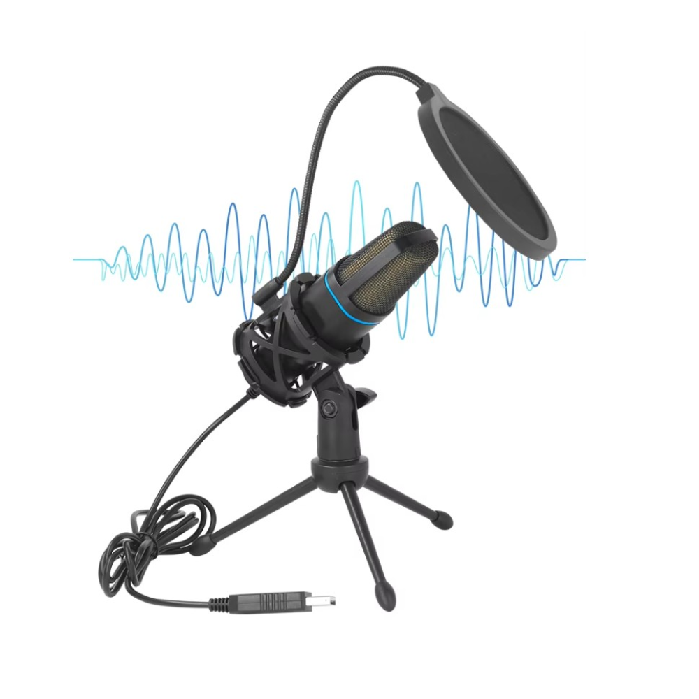 Мікрофон USB RGB Condenser зі штативом та поп-фільтром для ігор і стрімів.