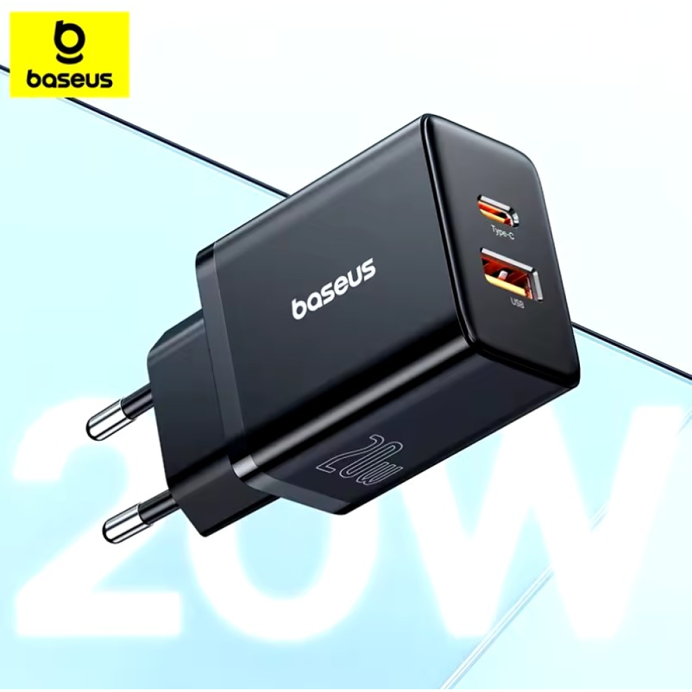 Мережевий зарядний пристрій Baseus 20W Type-C + USB Baseus Cube Fast Charger C+U