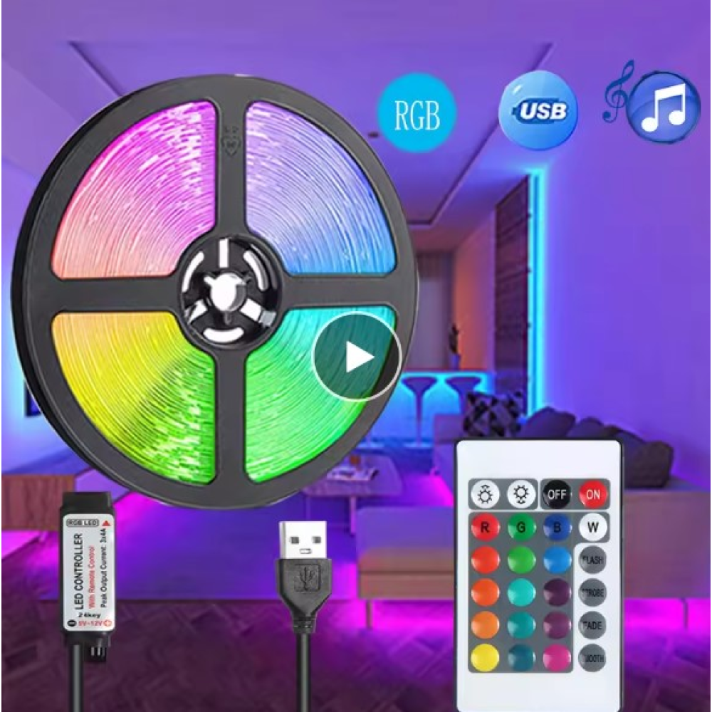 Світлодіодна RGB стрічка 5050 USB 5м с пультом
