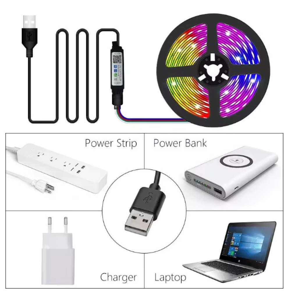 Світлодіодна RGB стрічка 5050 USB 5м с пультом