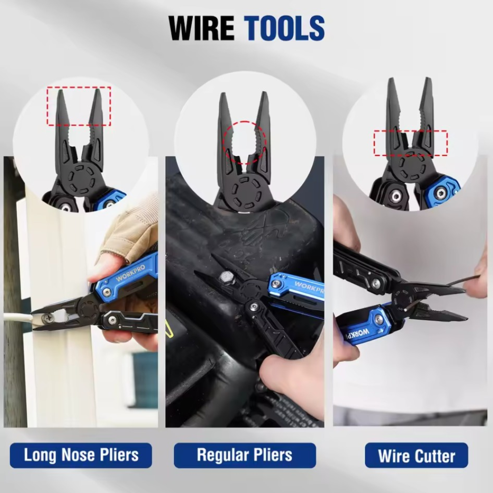 Мультитул  WORKPRO W014102AS 11в1 карабин. Liner-lock защита