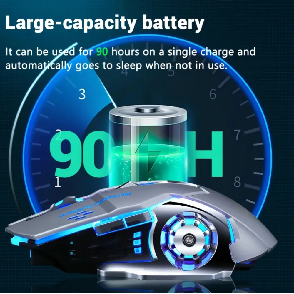 Бездротова ігрова миша T2 RGB Bluetooth 5.2 + 2.4Ghz безшумна, акумулятор, Type-C