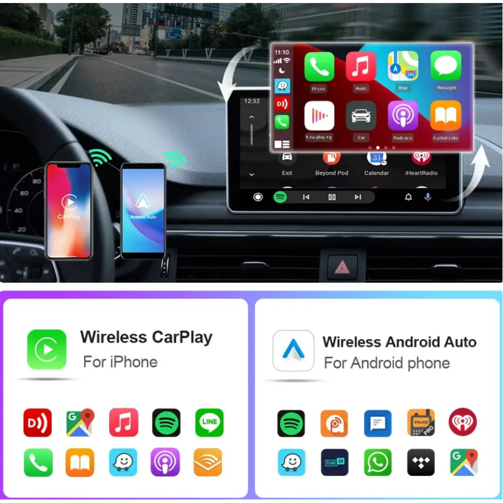 Адаптер беспроводной для Apple CarPlay и Android Auto 2in1 USB WIFI5 Bluetooth 5.0 С переходниками