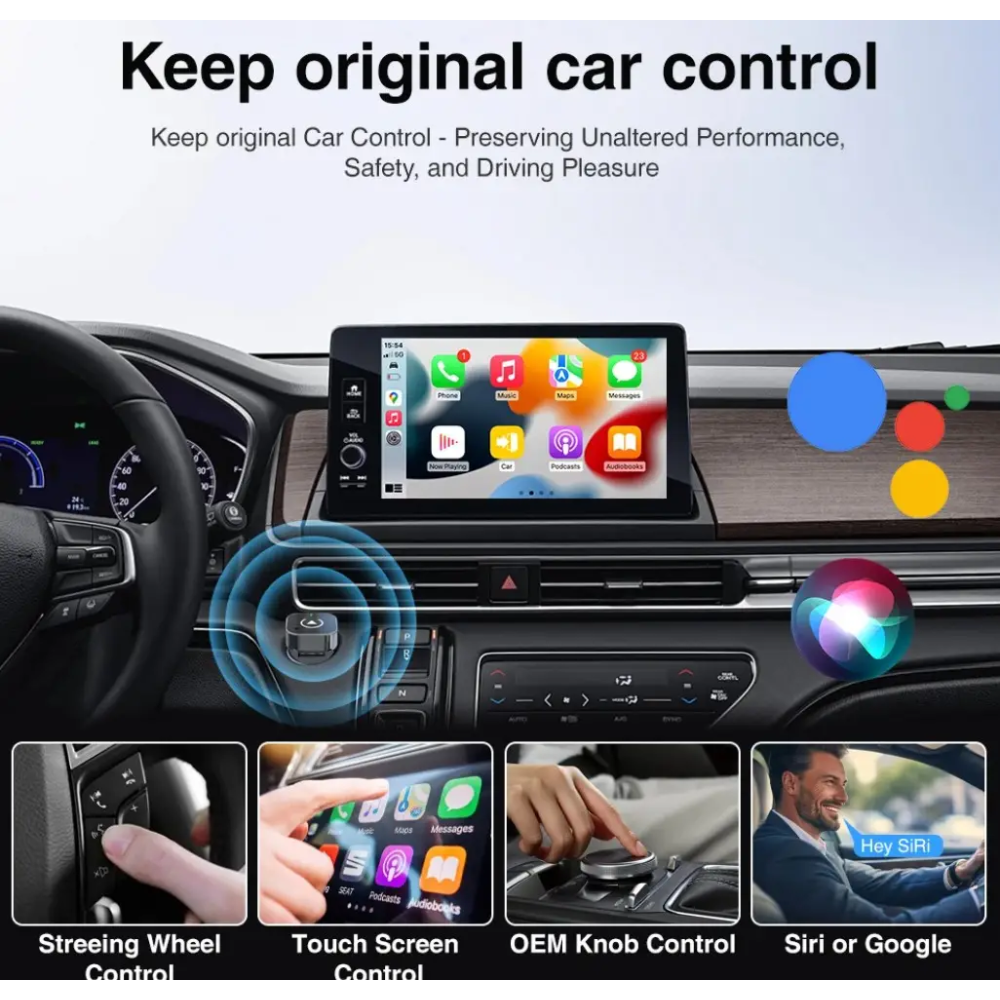 Адаптер беспроводной для Apple CarPlay и Android Auto 2in1 USB WIFI5 Bluetooth 5.0 С переходниками