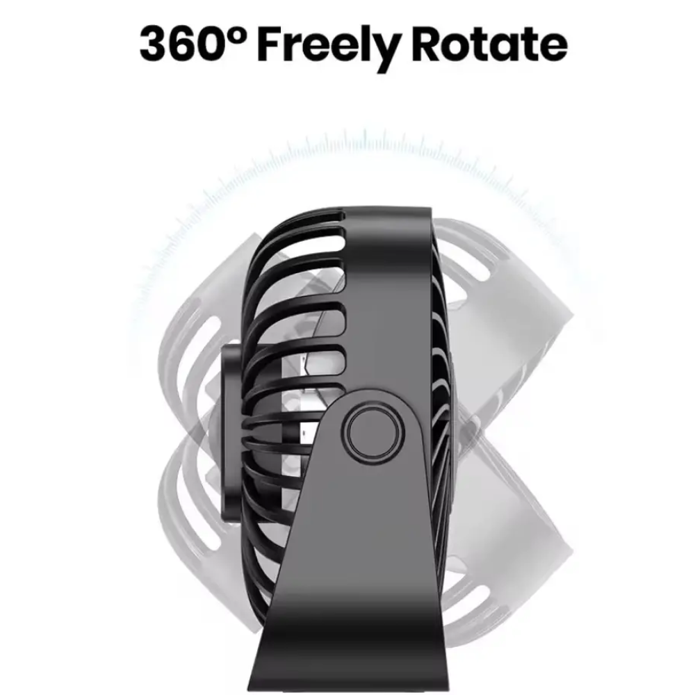 USB вентилятор портативний TOPK K52 чорний, 3 швидкості.