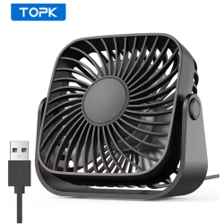 USB вентилятор портативний TOPK K52 чорний, 3 швидкості.