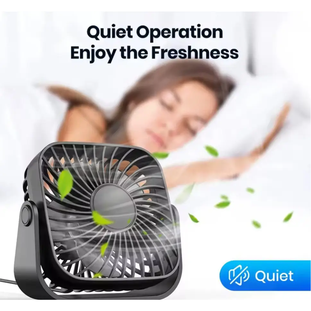 USB вентилятор портативний TOPK K52 чорний, 3 швидкості.