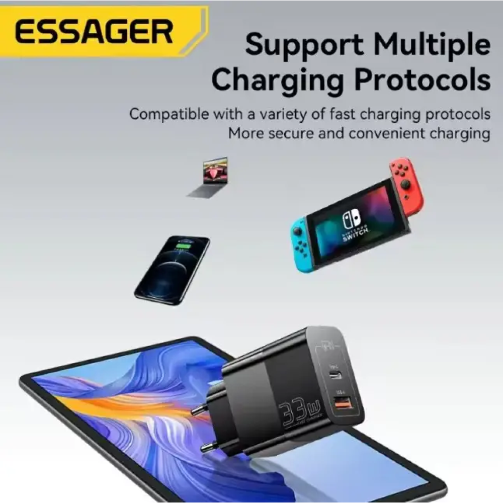 Сетевое зарядное устройство Essager 33W ES-CD29 GAN черное