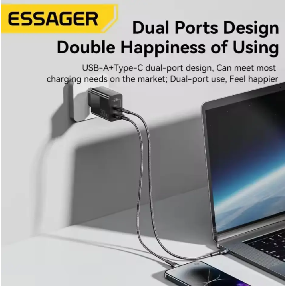 Сетевое зарядное устройство Essager 33W ES-CD29 GAN черное
