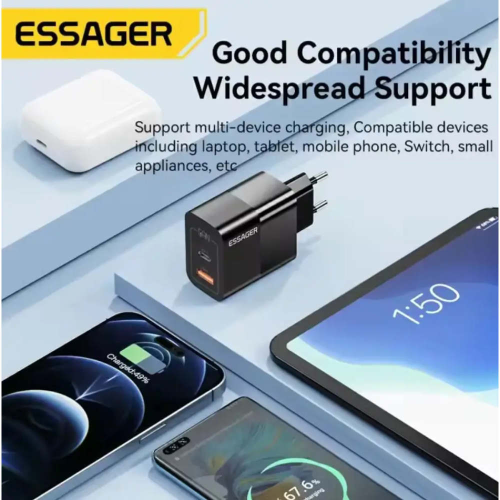 Сетевое зарядное устройство Essager 33W ES-CD29 GAN черное
