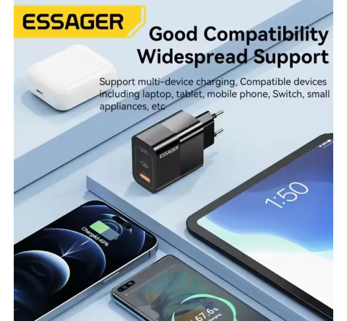 Мережевий зарядний пристрій Essager 33W ES-CD29 GAN чорне