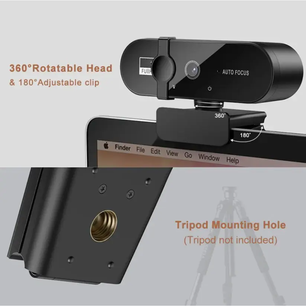 Веб-камера 4K 3840×2160 Автофокус, Мікрофон, Plug and Play USB зі шторкою безпеки