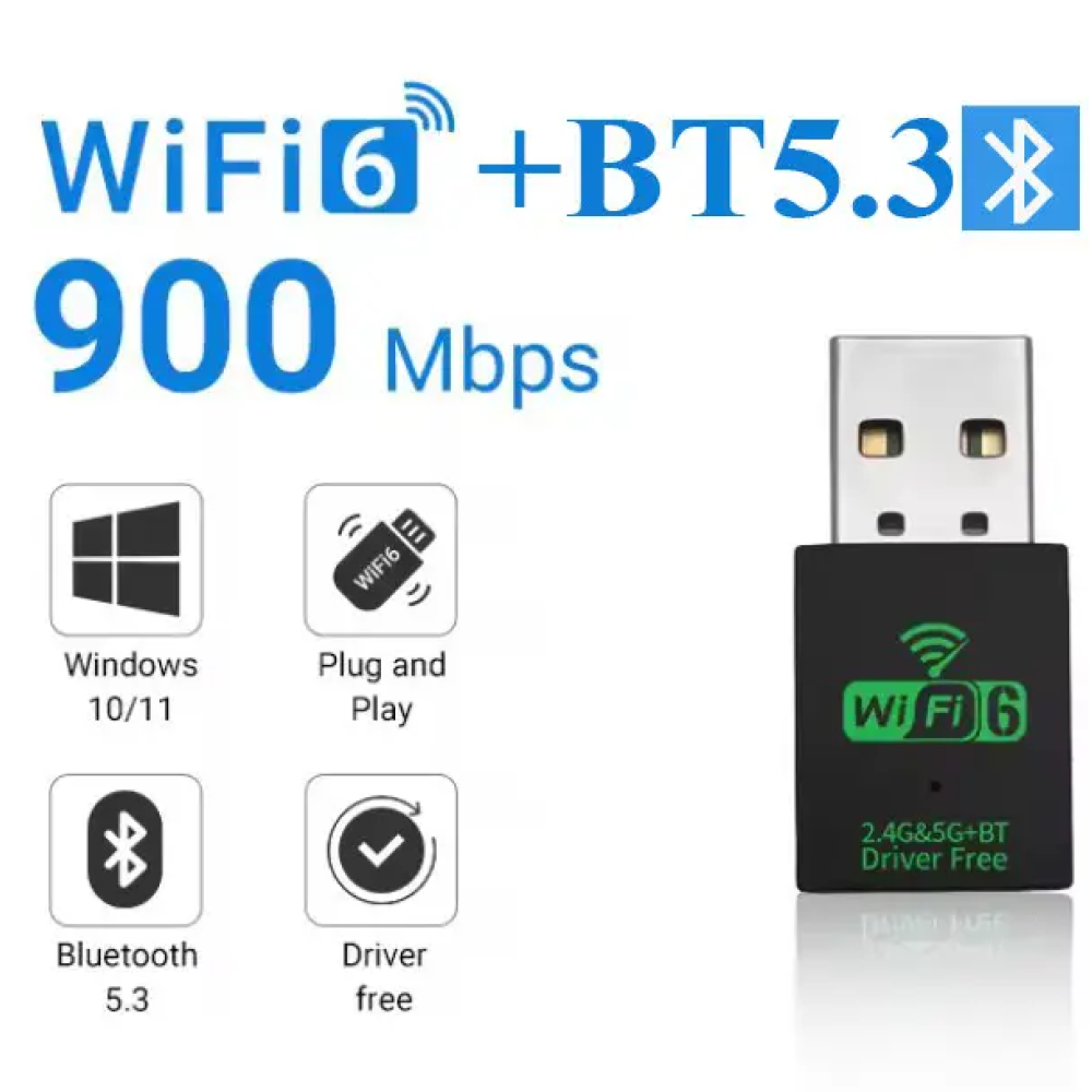 WIFI6 адаптер AX900 + Bluetooth 5.3 Plug and play