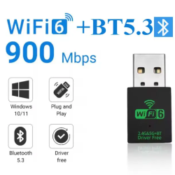WIFI6 адаптер AX900 + Bluetooth 5.3 Plug and play WIFI6 адаптер AX900 + Bluetooth 5.3 Plug and play