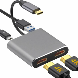 HDMI сплиттер type-c на 2хHDMI 2 Port USB C Hub to Dual HDMI 4K 30HZ